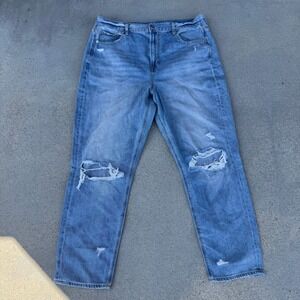 American Eagle Mom Jean Women Size 16 Light Wash High Rise Denim